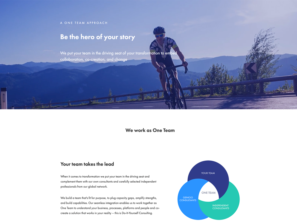The Genioo Way: One Team approach webpage