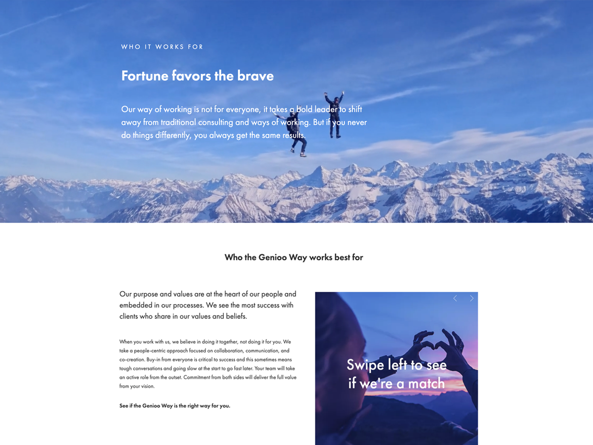The Genioo Way: Who it works for webpage