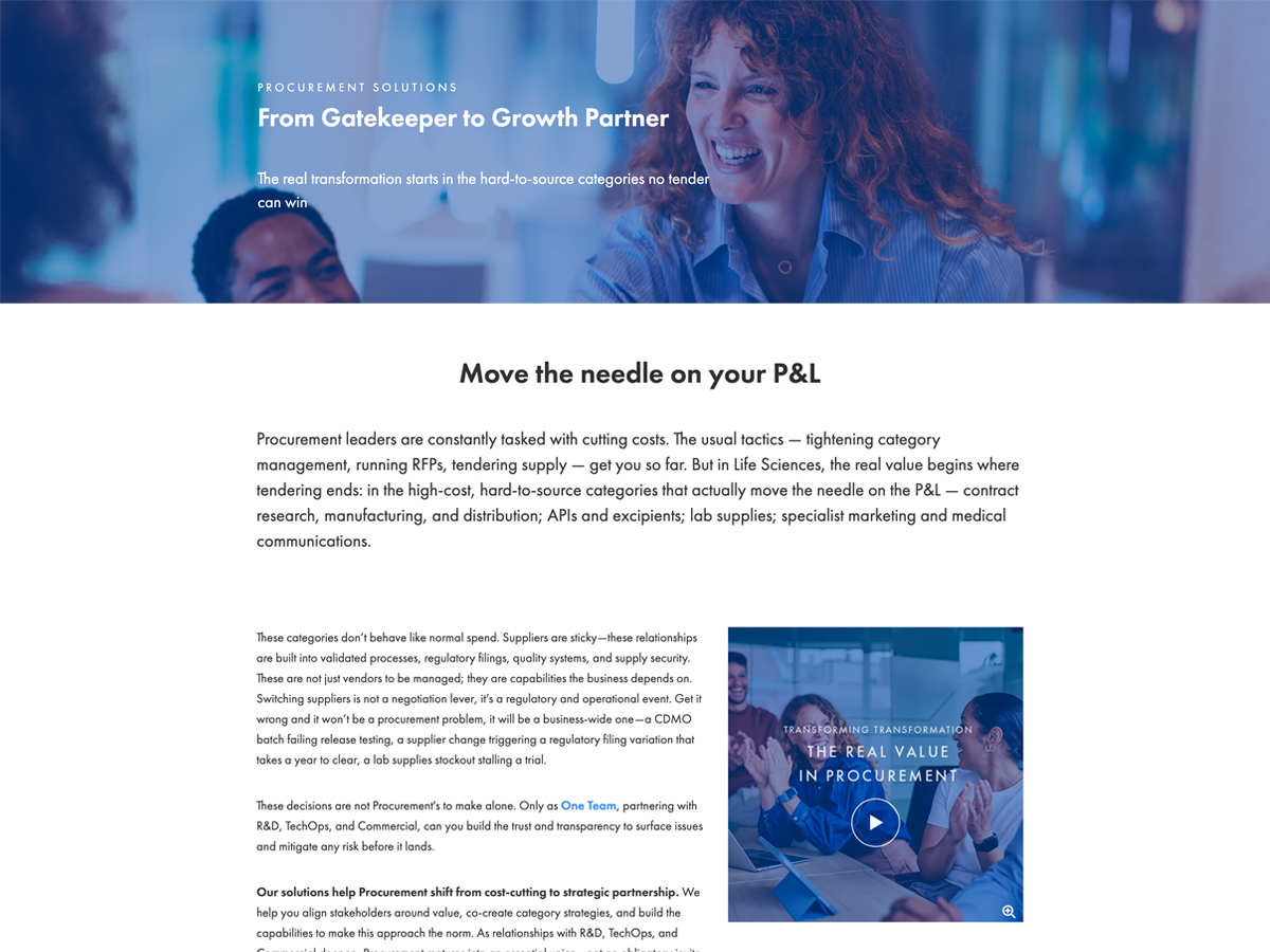 Procurement offering landing page